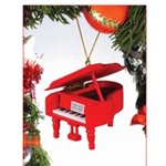 463106 Grand Piano Ornament Red 3"H