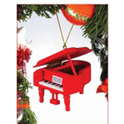 463106 Grand Piano Ornament Red 3"H